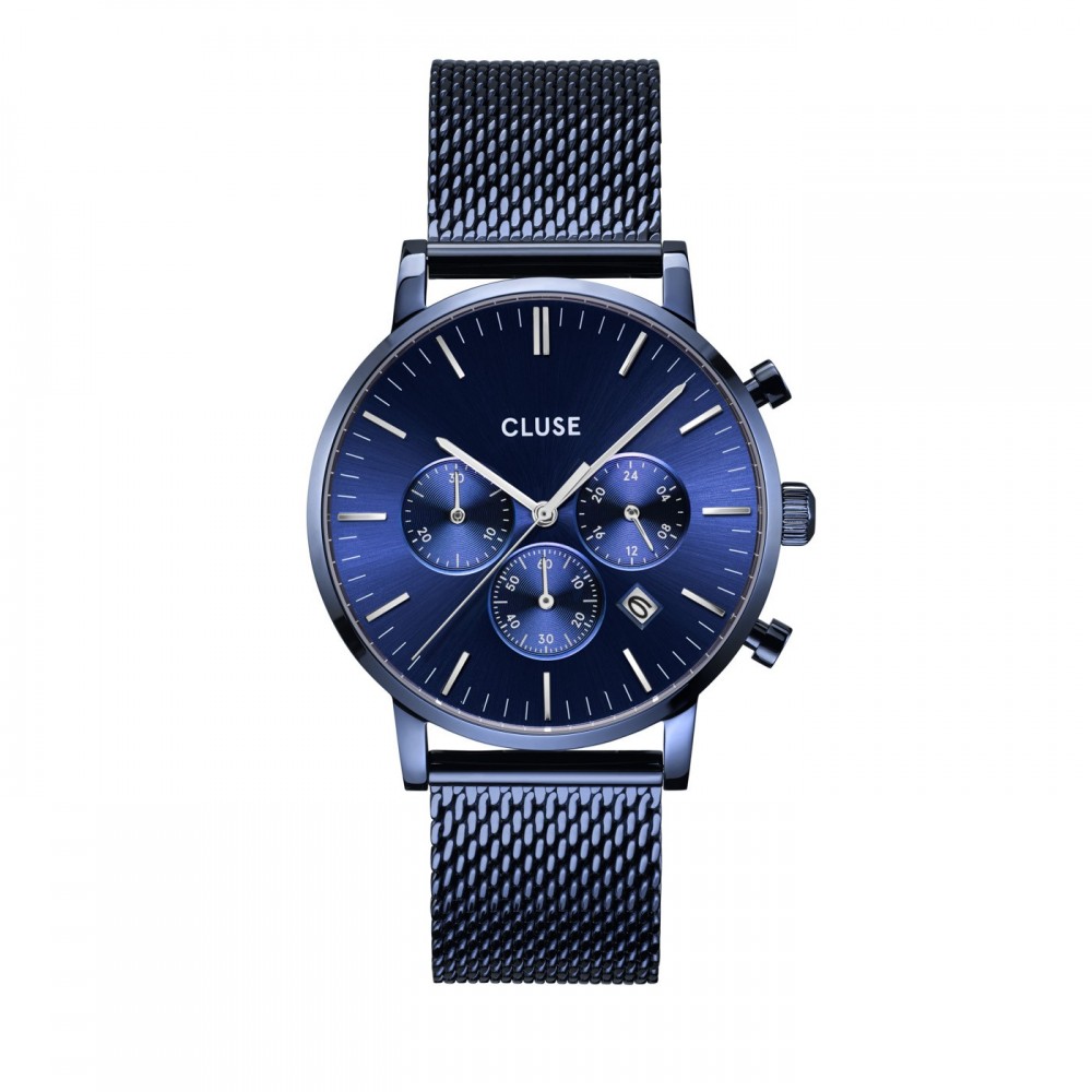 Montre Homme Cluse Aravis Chrono Mesh, Full blue bleu CW21001