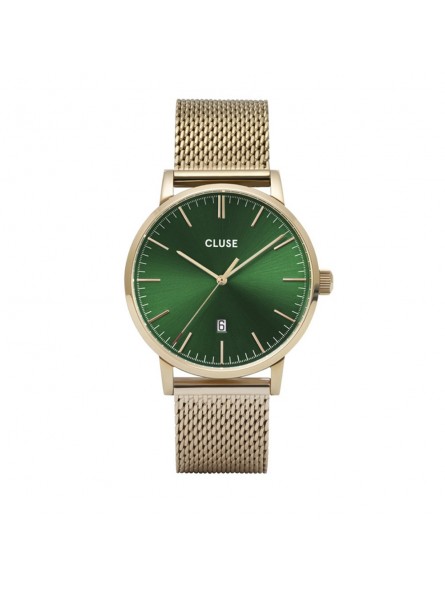 Montre Homme Cluse Aravis Mesh Green, bracelet acier doré - CW0101501006