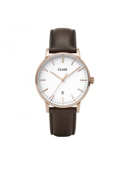 Montre Homme Cluse style minimaliste, cadran rond blanc CW0101501002