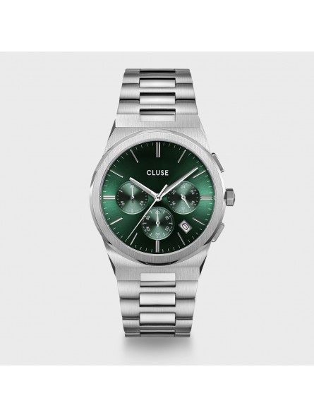 Montre Homme Cluse Vigoureux Chrono Steel, cadran rond vert CW20803