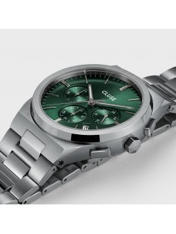 Montre Homme Cluse Vigoureux Chrono Steel, cadran rond vert CW20803