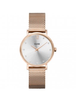 Montre Femme Cluse Minuit Mesh Crystals, Silver, Rose Gold Colour gris CW10205