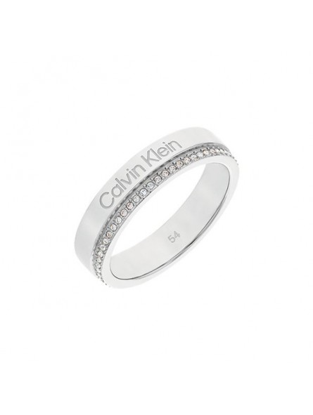 Bague Calvin Klein, collection Timeless Minimal Linear, bijou acier référence 35000200B