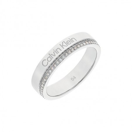 Bague Calvin Klein, collection Timeless Minimal Linear, bijou acier référence 35000200C