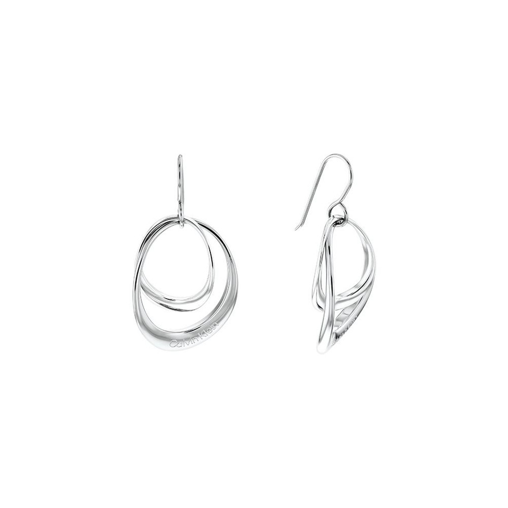 Boucles d'oreilles Calvin Klein, collection Sculptural Warped Rings, bijou acier référence 35000004