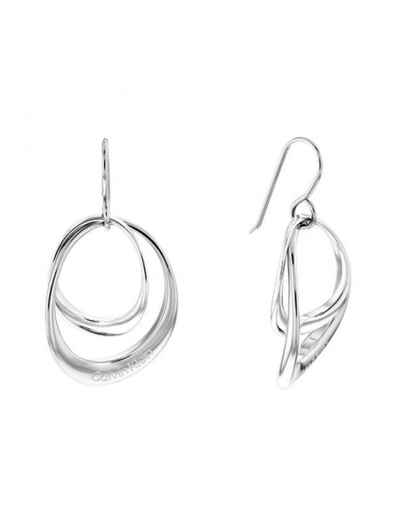 Boucles d'oreilles Calvin Klein, collection Sculptural Warped Rings, bijou acier référence 35000004