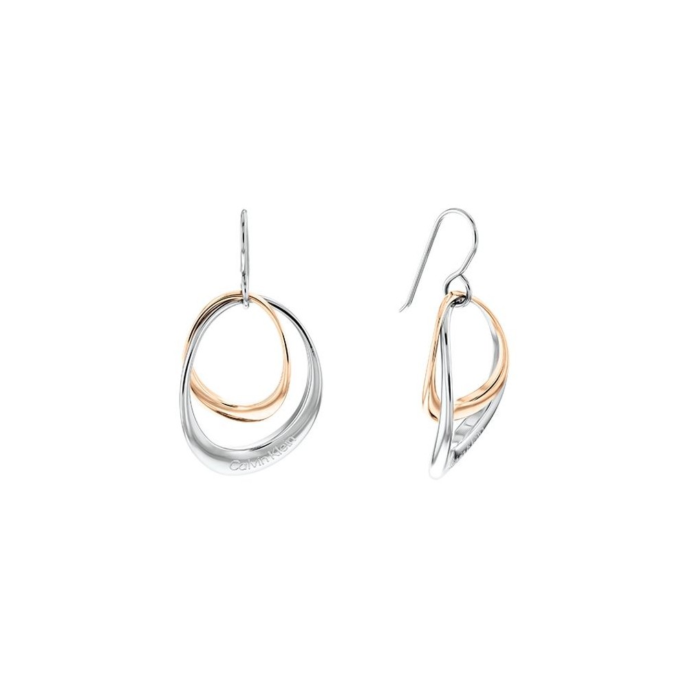 Boucles d'oreilles Calvin Klein, collection Sculptural Warped Rings, bijou acier référence 35000003