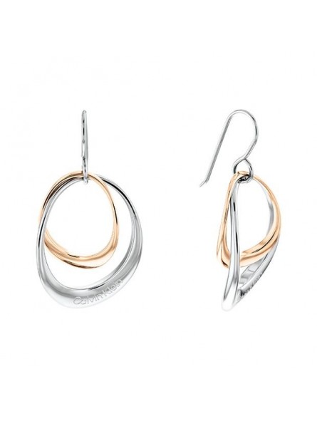 Boucles d'oreilles Calvin Klein, collection Sculptural Warped Rings, bijou acier référence 35000003