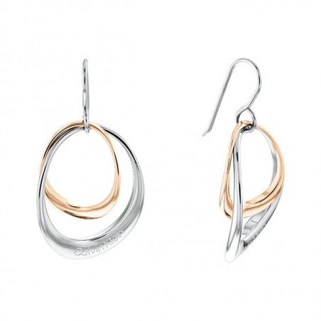 Boucles d'oreilles Calvin Klein, collection Sculptural Warped Rings, bijou acier référence 35000003