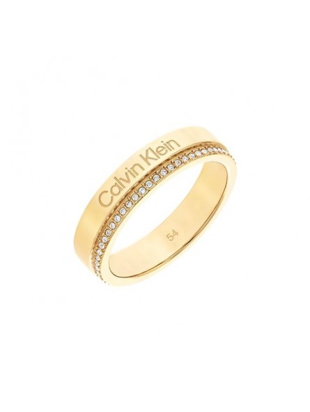 Bague Calvin Klein, collection Timeless Minimal Linear, bijou acier référence 35000201B