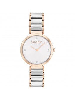 Montre Femme Calvin Klein Minimalistic T Bar Bicolore Cadran blanc- 25200139