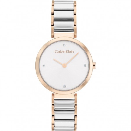 Montre Femme Calvin Klein Minimalistic T Bar Bicolore Cadran blanc- 25200139