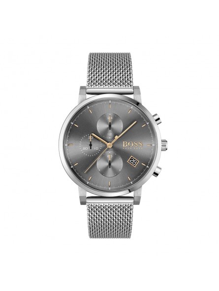 Montre Homme Hugo Boss Business  - Boîtier acier argenté - Bracelet acier argenté - Ref 1513807