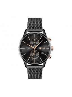 Montre Homme Hugo Boss Associate  - Boîtier acier noir - Bracelet acier noir - Ref 1513811
