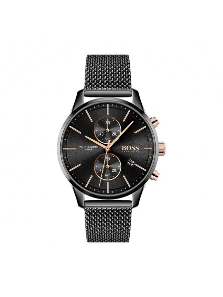 Montre Homme Hugo Boss Associate  - Boîtier acier noir - Bracelet acier noir - Ref 1513811