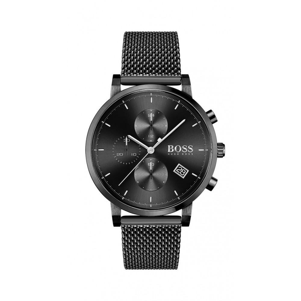 Montre Homme Hugo Boss Business  - Boîtier acier noir - Bracelet acier noir - Ref 1513813