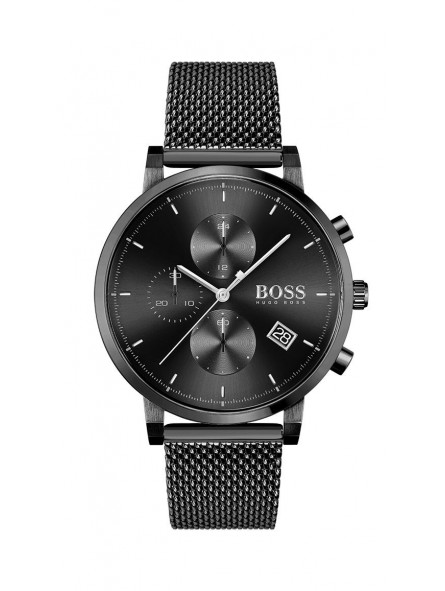Montre Homme Hugo Boss Business  - Boîtier acier noir - Bracelet acier noir - Ref 1513813