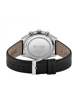 Montre Homme Hugo Boss Champion  - Boîtier acier argenté - Bracelet cuir Noir - Ref 1513816