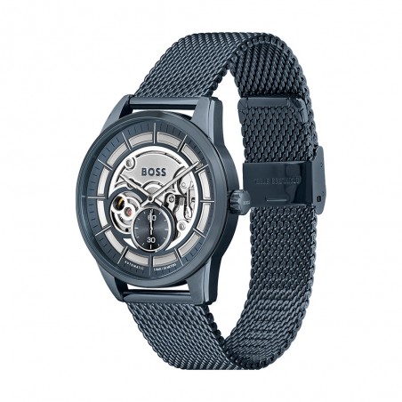 Montre Homme Hugo Boss Automatique Sport Lux  - Boîtier acier bleu - Bracelet acier bleu - Ref 1513946