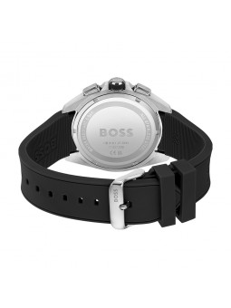 Montre Homme Hugo Boss Athleisure  - Boîtier acier argenté - Bracelet Silicone Noir - Ref 1513953