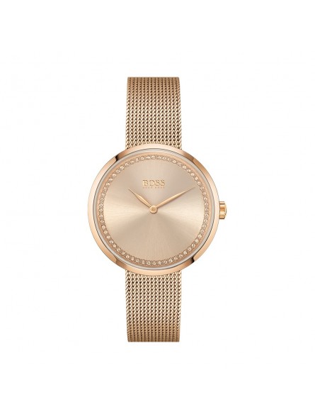 Montre Femme Hugo Boss Praise  - Boîtier acier doré rose - Bracelet acier doré rose - Ref 1502548