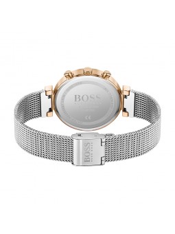 Montre Femme Hugo Boss Flawless  - Boîtier acier doré - Bracelet acier argenté - Ref 1502551