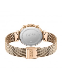 Montre Femme Hugo Boss Flawless  - Boîtier acier doré rose - Bracelet acier et  or rose - Ref 1502553
