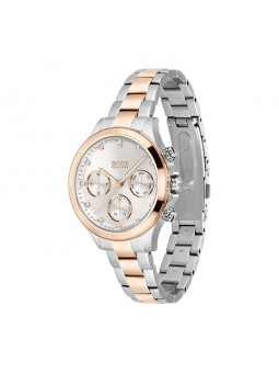 Montre Femme Hugo Boss Hera  - Boîtier acier argenté - Bracelet acier argenté et doré Rose - Ref 1502564