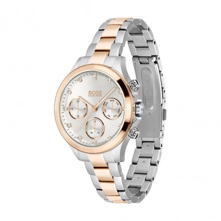 Montre Femme Hugo Boss Hera  - Boîtier acier argenté - Bracelet acier argenté et doré Rose - Ref 1502564