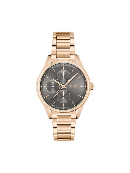 Montre Femme Hugo Boss Sport Lux  - Boîtier acier doré rose - Bracelet acier doré rose - Ref 1502603