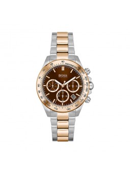 Montre Femme Hugo Boss Sport Lux  - Boîtier acier argenté - Bracelet acier argenté et doré rose - Ref 1502617