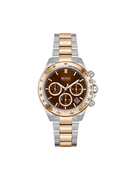 Montre Femme Hugo Boss Sport Lux  - Boîtier acier argenté - Bracelet acier argenté et doré Rose - Ref 1502617