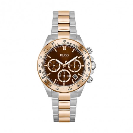 Montre Femme Hugo Boss Sport Lux  - Boîtier acier argenté - Bracelet acier argenté et doré rose - Ref 1502617