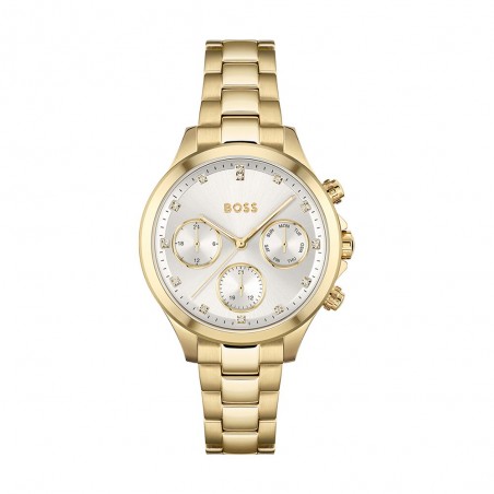 Montre Femme Hugo Boss Sport Lux  - Boîtier acier doré - Bracelet acier doré - Ref 1502628