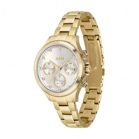 Montre Femme Hugo Boss Sport Lux  - Boîtier acier doré - Bracelet acier doré - Ref 1502628