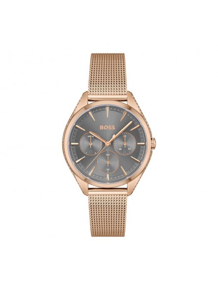 Montre Femme Hugo Boss Business  - Boîtier acier doré rose - Bracelet acier doré rose - Ref 1502639