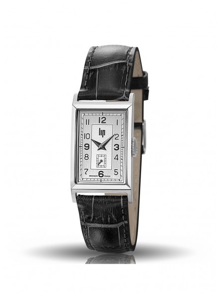 Lip Churchill T18 Cadran acier Argenté - Bracelet Cuir Noir Lip Churchill T18 Cadran acier Argenté - Bracelet Cuir Noir