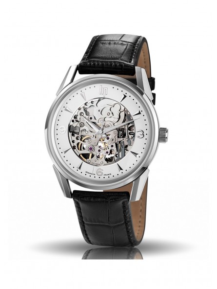 Montre Homme Lip Himalaya 40 Cadran acier Squelette - Bracelet cuir noir Montre Homme Lip Himalaya 40 Cadran acier Squelette - Bracelet cuir noir