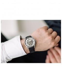 Montre Homme Lip Himalaya 40 Cadran acier Squelette - Bracelet cuir noir