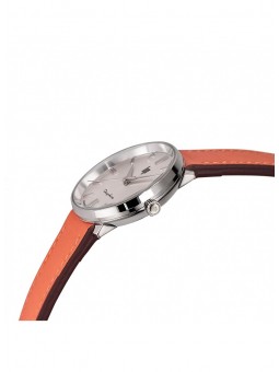 Montre Femme Lip Dauphine 29 mm cadran argenté - Bracelet cuir oRange