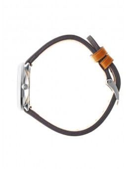 Lip Dauphine 29 mm cadran argenté - Bracelet cuir orange