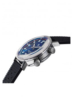 Lip Grande Nautic Auto/Saphir 41 mm cadran bleu - Bracelet caoutchouc perforé noir