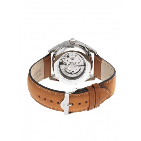 Montre Homme Lip Himalaya 40 mm Coeur Battant au cadran blanc squelette et Bracelet cuir marron clair