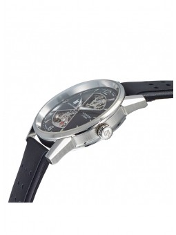 Lip Himalaya 40 mm Sablier cadran noir squelette - Bracelet cuir noir