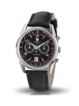 Lip Himalaya 40mm Chronographe au cadran noir et bracelet cuir noir