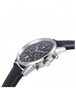 Lip Himalaya 40mm Chronographe au cadran noir et bracelet cuir noir