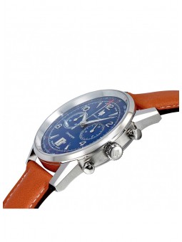 Montre Homme Lip Himalaya 40 mm Chronographe au cadran bleu et Bracelet cuir marron clair