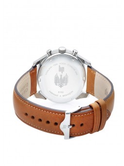 Lip Himalaya 40 mm Chronographe au cadran bleu et bracelet cuir marron clair