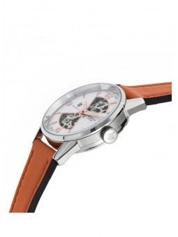 Montre Femme Lip Himalaya Sablier Dame 33 mm cadran blanc et Bracelet cuir oRange