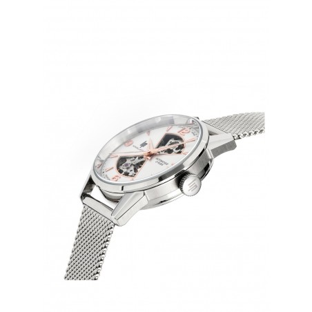 Montre Femme Lip Himalaya Sablier 33 mm cadran blanc et  maille milanaise - 671682